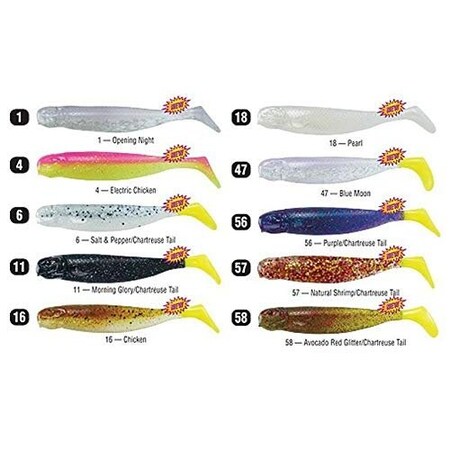 Mirrolure Marsh Minnow Scented Soft Plastic Paddle Tail Lure, 3 34, Opening Night MRMM-01